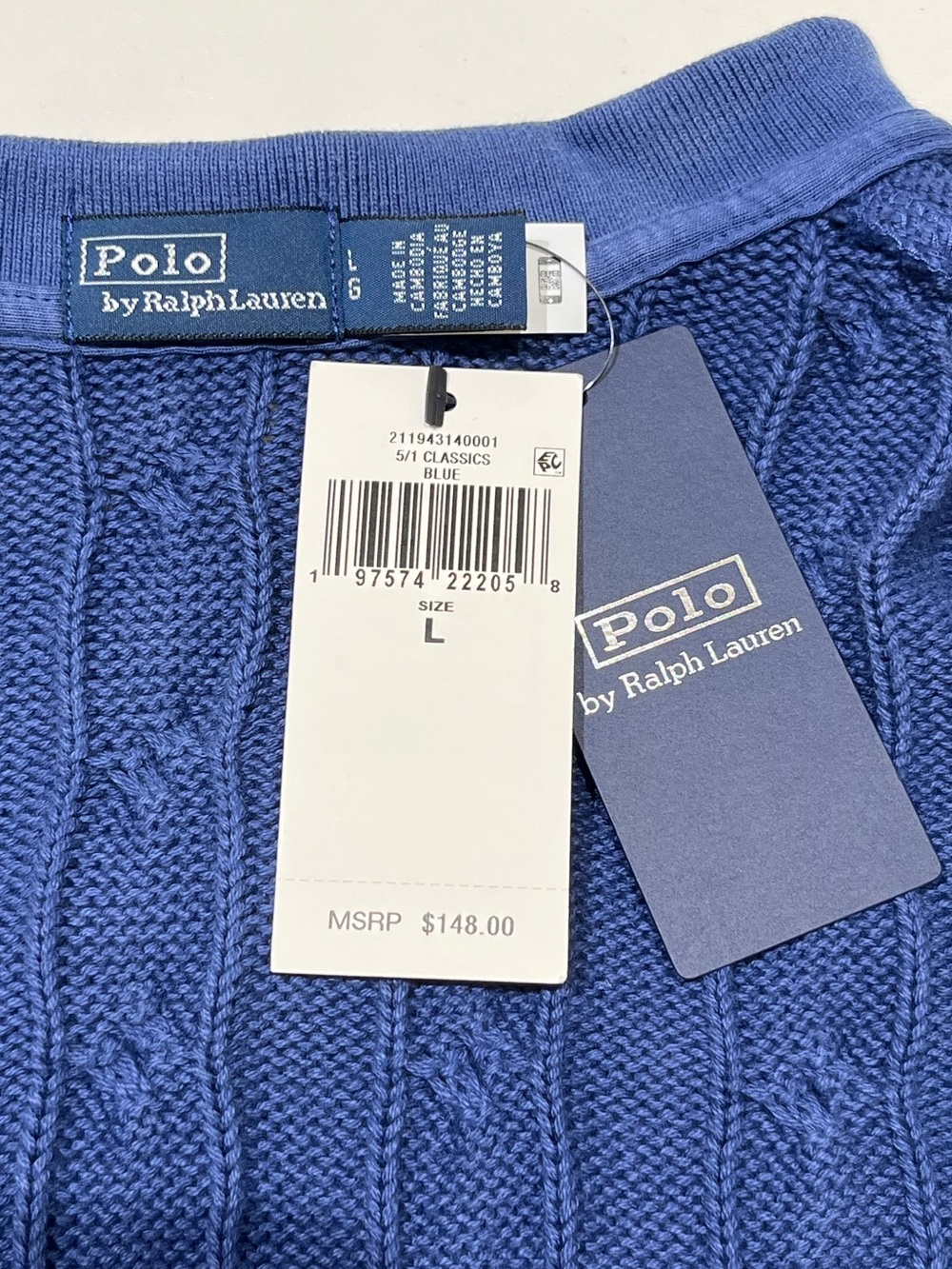 Polo by Ralph Lauren Cable-Knit Sleeveless Polo Shirt NWT - Picture 6 of 7